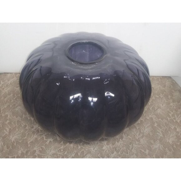 Gunnel Sahlin Vase Ikea Large glass Purple flash paint 1990s Pumpkin shaped 9.5" - Picture 2 of 10